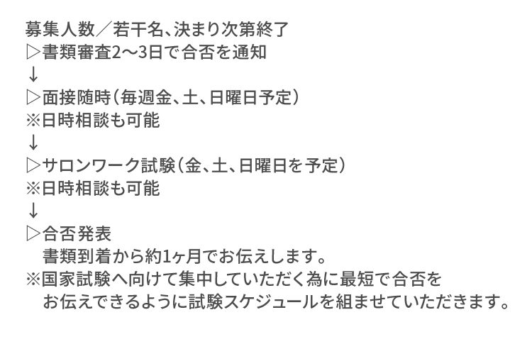 募集人数/若干名、決まり次第終了