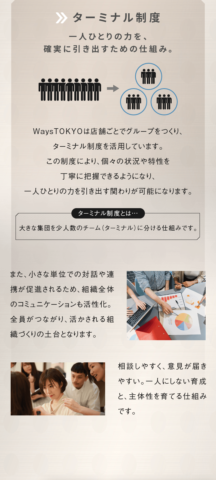 ターミナル制度　一人ひとりの力を、確実に引き出すための仕組み。